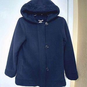 Old Navy Girls Sherpa Lined Hooded Navy Color Coat Jacket Lg 10/22